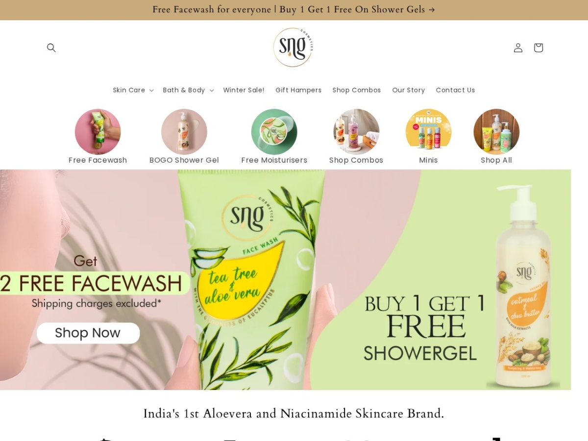 SNG Cosmetics website preview